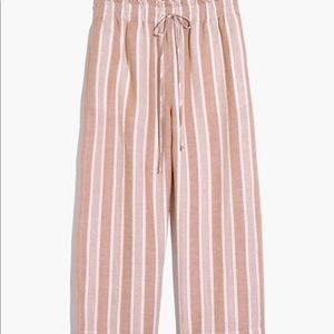 Smocked Huston Pull-On Crop Pants in Stripe